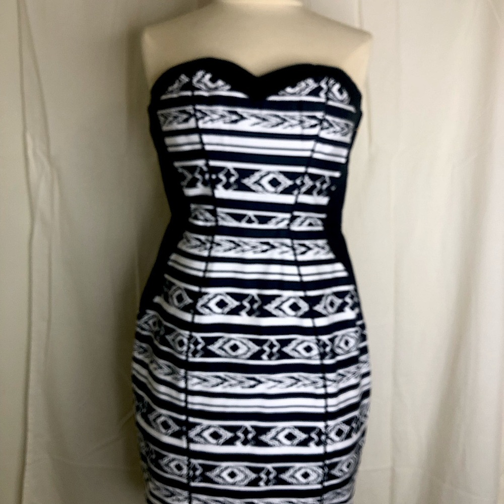 Small Black & White Strapless Social Dress